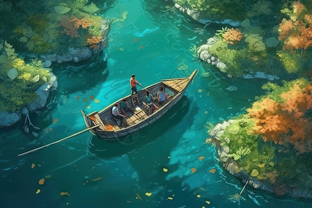 湖上的小舟图片