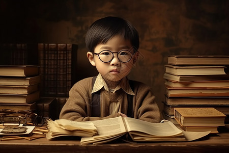 戴眼镜的中国男孩图片