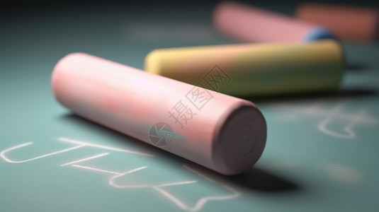 圆柱橡皮擦聚焦的粉色粉笔插画
