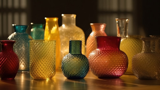 多彩的半透明玻璃花瓶图片