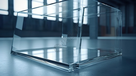 反光玻璃透明玻璃箱插画