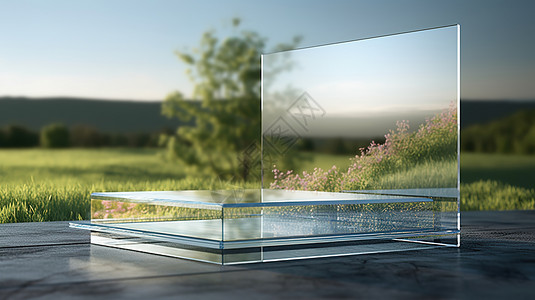 钢化透明玻璃讲台插画