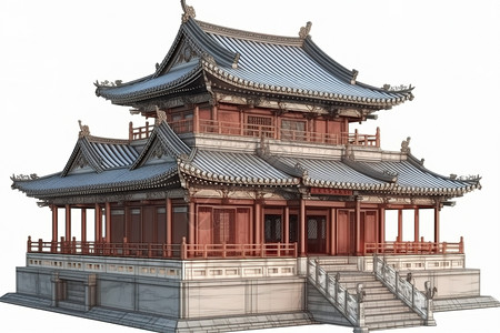 中国牌坊建筑建筑楼宇插画