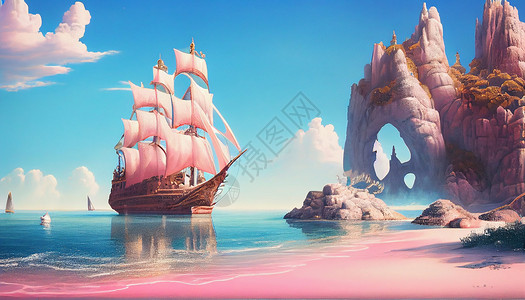 梦幻海上帆船图片