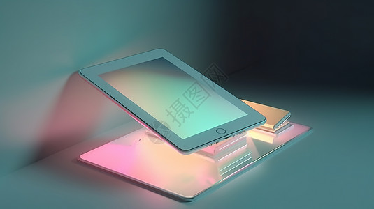 电子平板电脑发光的平板电脑插画
