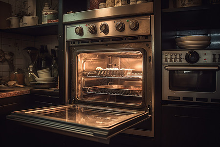 打开的烤箱打开的烤箱高清图片