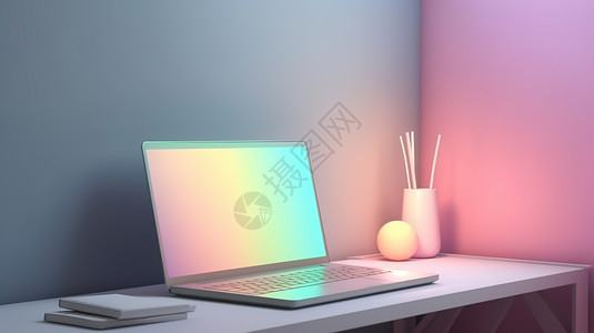 彩色小清新笔记本电脑背景图片