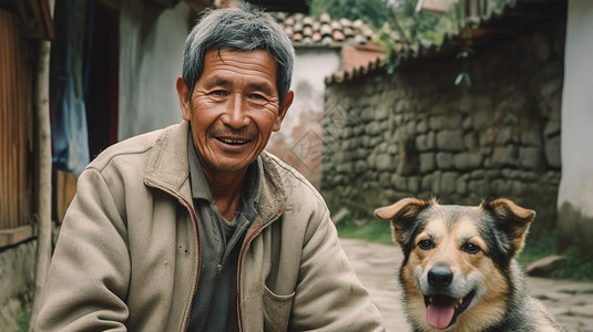 年迈的农村老人背景图片