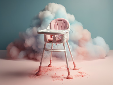一把婴儿椅子可爱的婴儿饭桌插画