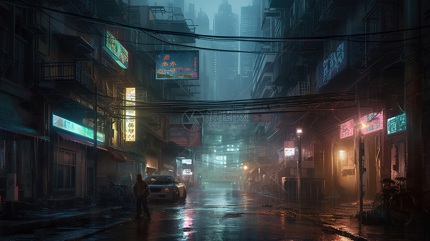 雨后的城市大街图片