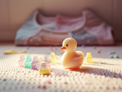 阳光下的玩具鸭子图片