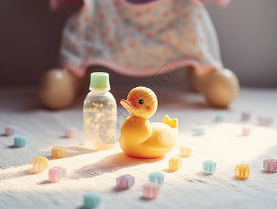 阳光下的黄色玩具鸭子图片