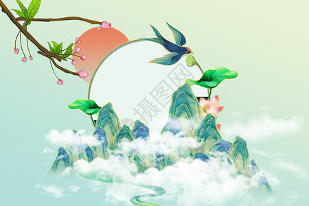 鸟鸟国潮中式背景设计图片