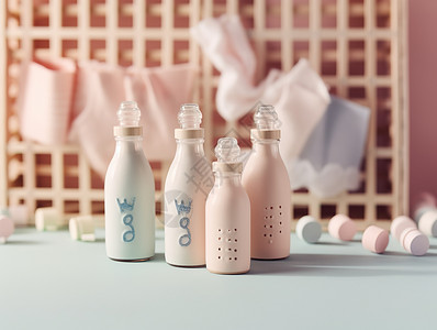 可爱的婴儿奶瓶背景图片