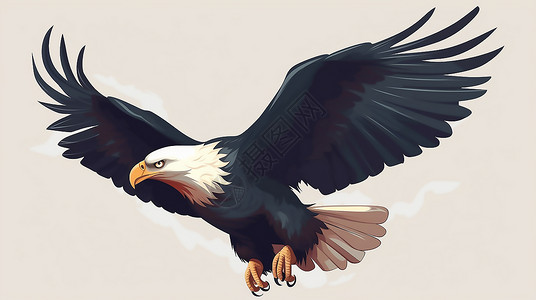 白尾鹰捕食飞翔的秃鹰插画