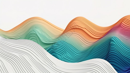彩色波浪线山脉背景图片