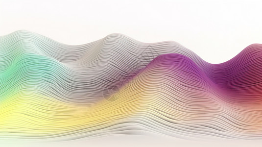 彩色3D波浪线山脉图片