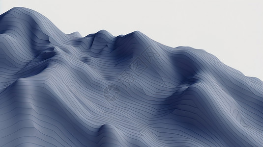 深蓝色3D山脉模型图片