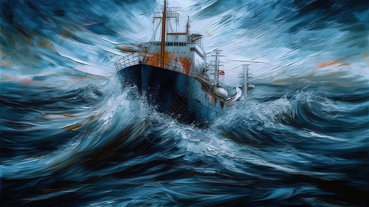 海浪里的帆船背景图片