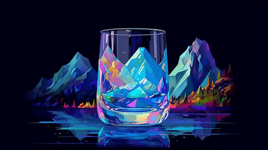 几何微观玻璃杯山峰背景图片