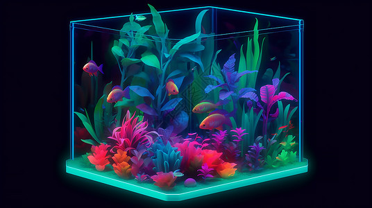 霓虹晶格鱼缸背景图片