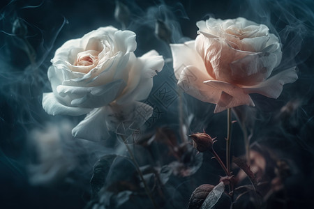 雾里的玫瑰花背景图片