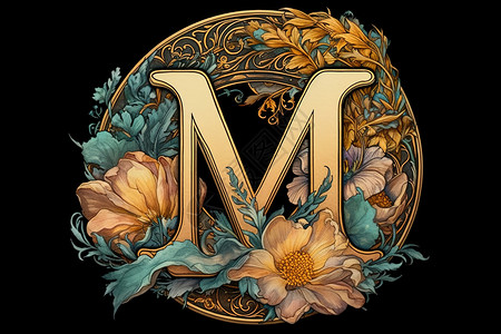 花纹字母M背景图片