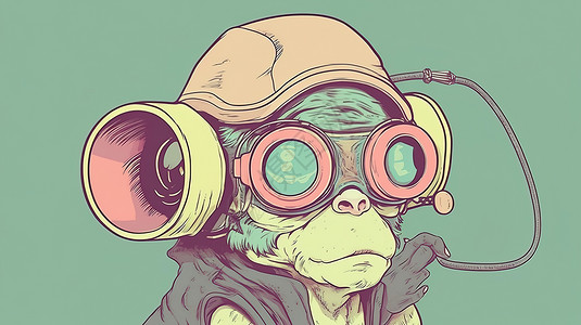 杯子科技戴护目镜的猴子插画