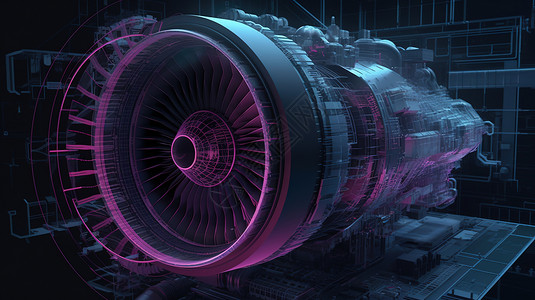 重型紫色涡轮发动机插画