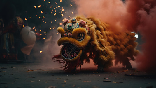 中国传统舞狮图片
