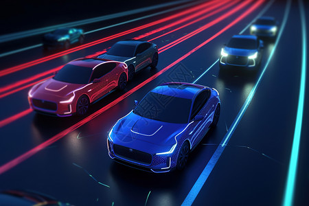 数字化汽车3D数字化智能驾驶插画