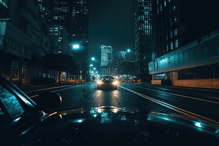 城市的黑夜总有人在默默的努力驾驶在夜路上的汽车背景