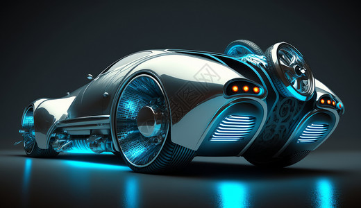 流线型科幻蓝光汽车背景图片