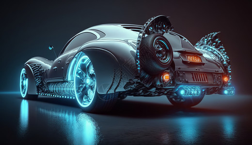 流线型蓝光科幻科技感汽车图片