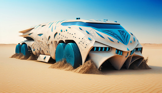 沙漠中行驶的科幻汽车背景图片