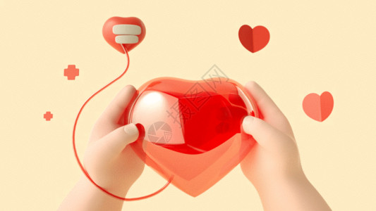 红色医疗c4d立体卡通小手日常动作模型之献血日GIF高清图片