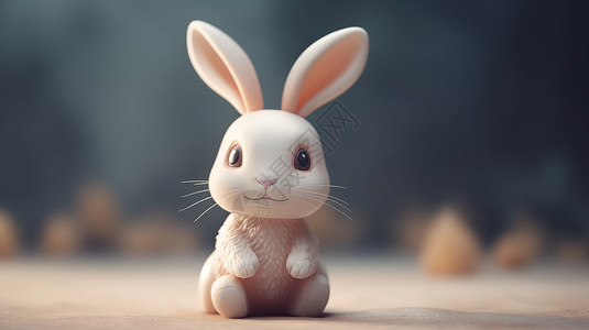 3D可爱卡通兔子动物模型背景图片
