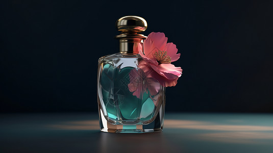 3d模型素材3D产品模型花卉香水玻璃瓶背景