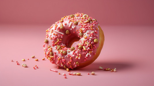 美食3d素材3D美食甜甜圈食品模型背景