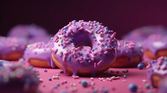 美食3d素材3D美食甜甜圈食品模型背景