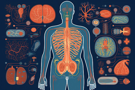 医疗人体透视图人体器官透视图插画