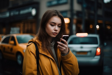 街上用手机软件的女性背景