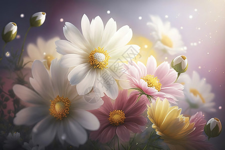 阳光下的白色小花背景图片