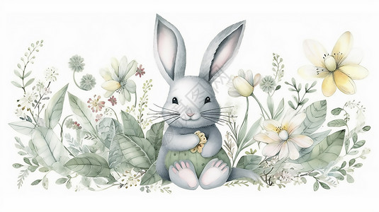 手绘可爱的兔子背景图片