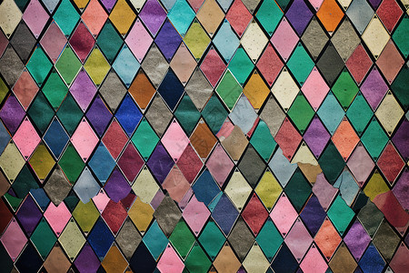 彩色菱形瓷砖墙图片