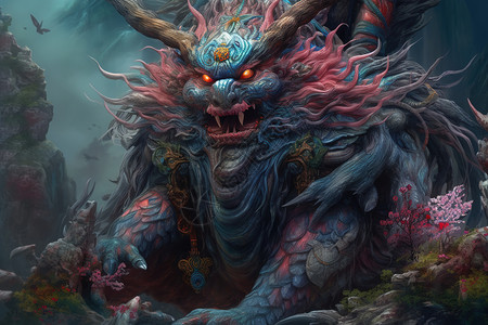 中国古代怪兽背景图片