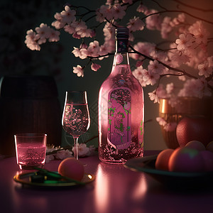 粉色的瓶装酒背景图片