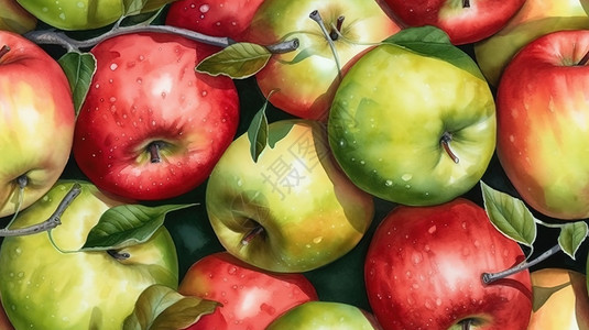 苹果水彩画背景图片