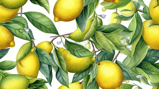 柠檬水彩画背景图片