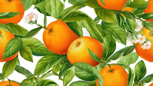 夏季橙子水彩画背景图片
